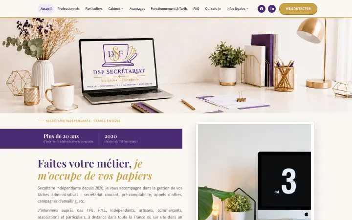 Page d'accueil du site dsfsecretariat.fr