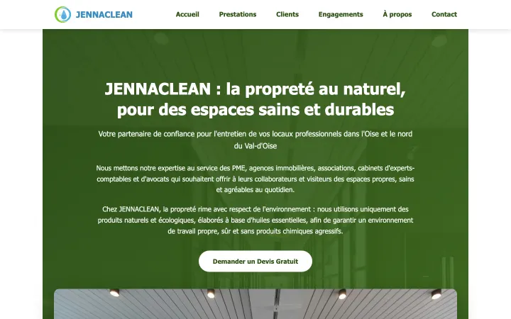 Page d'accueil du site jennaclean.com