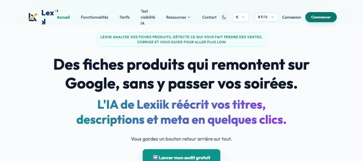 Page d'accueil du site lexiik.com